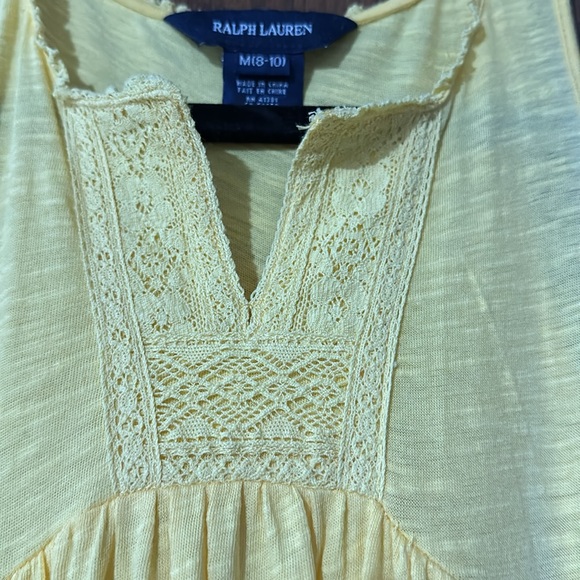 Ralph Lauren Girl's Sleeveless Dress size 8-10 100% Cotton Lace Detailing - Picture 3 of 5